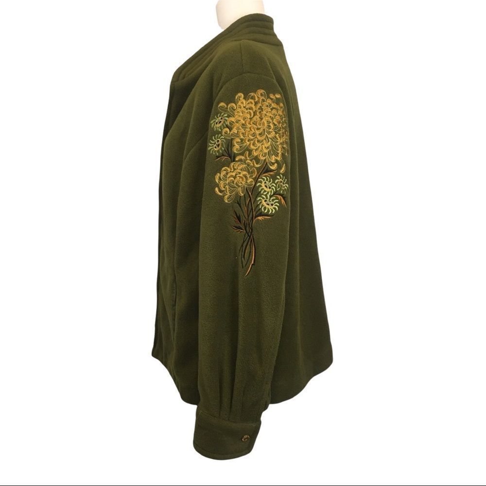 Bob Mackie Medium Green Embroidered Fuzzy Jacket